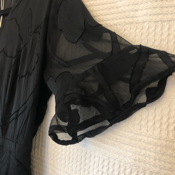 MSGLAMOR Ruffle Flutter Lace Maxi Dress Black NWT. Women’s sz Small - Picture 9 of 14